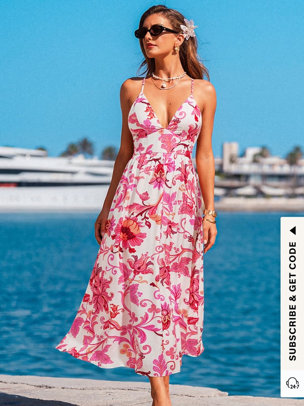 Cupshe Floral Pink & White Maxi Dress - NWT